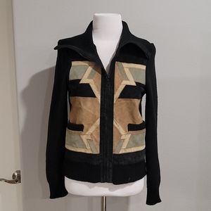 Suede and Yarn Sweater Jacket